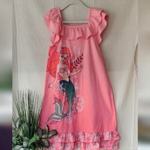 Disney Store Princess The Little Mermaid Ariel Girls Coral Nightgown Size 7/8